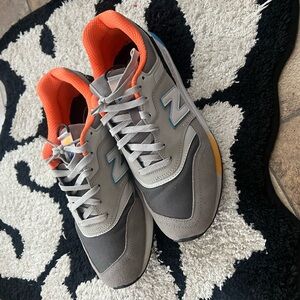 New Balance Men's Sneakers in Gray and Orange Accents